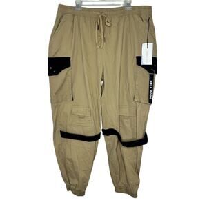 Angel Kiss Utility Cargo Jogger Pants Tan Brown Women’s Plus Size 3x New